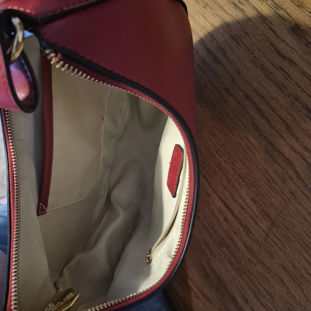 Cavalli Class Pink Crescent Hobo Shoulder Bag with Contrast Trim
